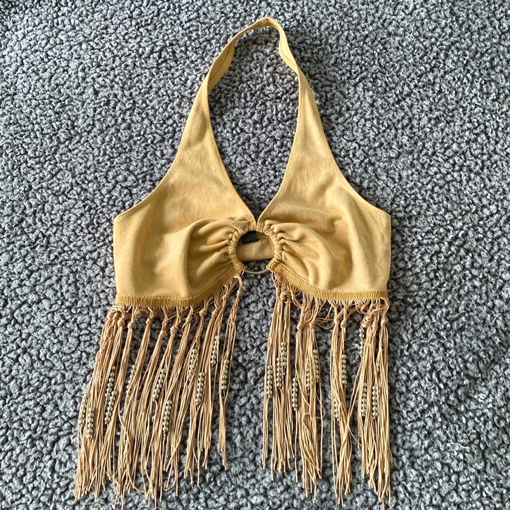 Solange inspired fringe halter